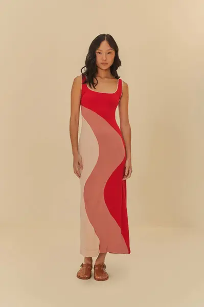VESTIDO FARM RECORTES PATCH CREPE