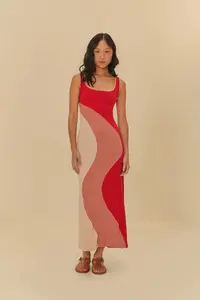 VESTIDO FARM RECORTES PATCH CREPE