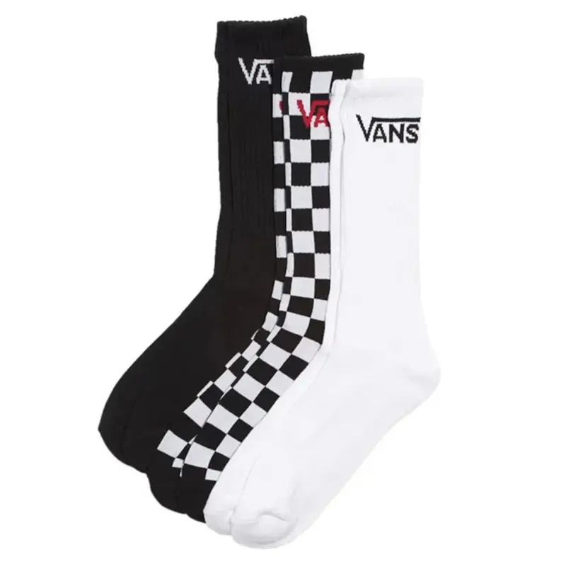 MEIA VANS 3 CLASSIC CREW KIT BLACK-CHECKERBOARD