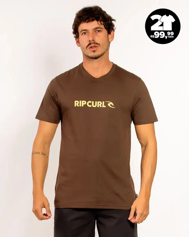 CAMISETA RIP CURL NEW ICON TEE A594-COCOA BROWN