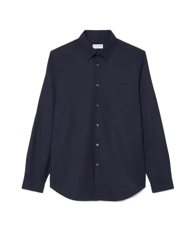 CAMISA LACOSTE REGULAR FIT POPELINE AZUL ESCURO