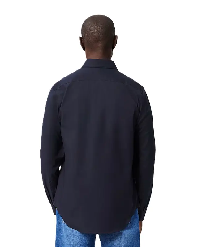 CAMISA LACOSTE REGULAR FIT POPELINE AZUL ESCURO
