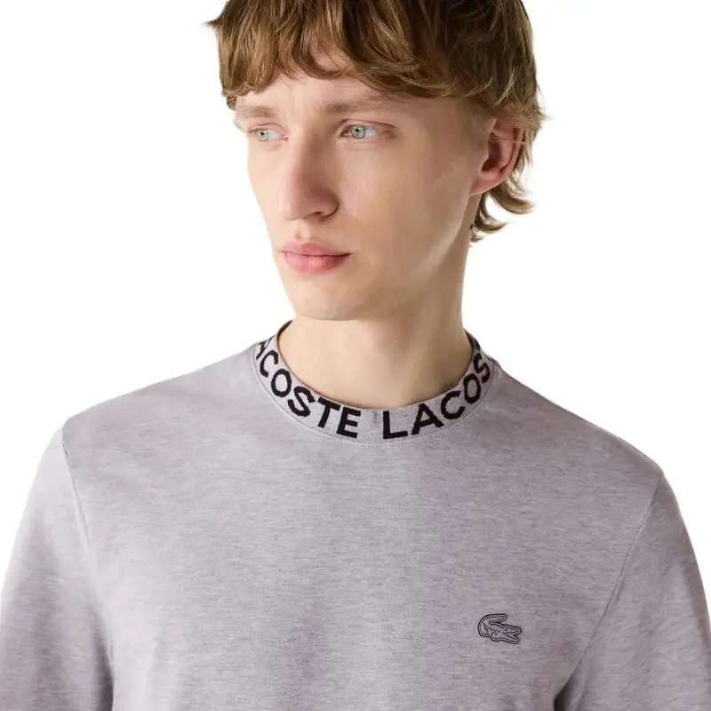 CAMISETA LACOSTE GOLA JACQUARD GREY