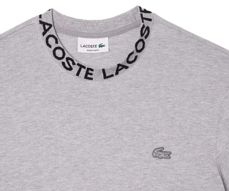 CAMISETA LACOSTE GOLA JACQUARD GREY