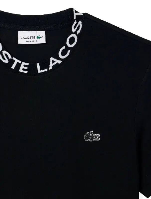 CAMISETA LACOSTE GOLA JACQUARD BLACK