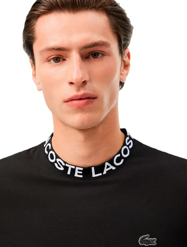 CAMISETA LACOSTE GOLA JACQUARD BLACK