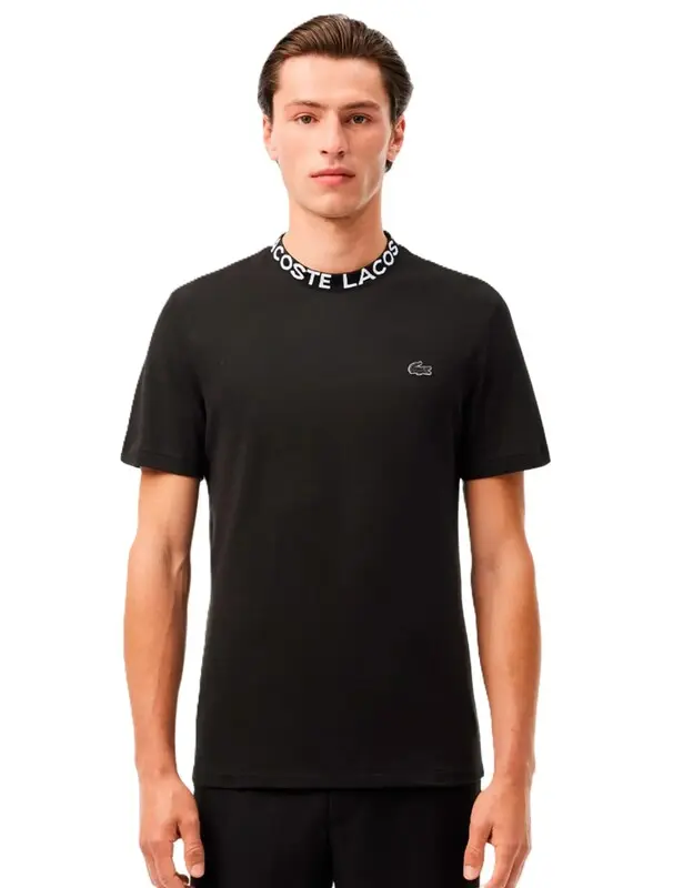 CAMISETA LACOSTE GOLA JACQUARD BLACK