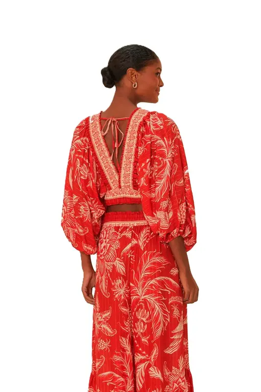 BLUSA FARM FRANZIDA AMALFI AMALFI/VERMELHO ESPLENDOR