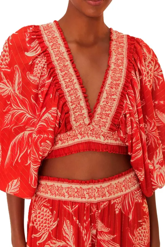 BLUSA FARM FRANZIDA AMALFI AMALFI/VERMELHO ESPLENDOR