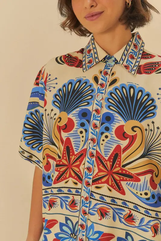 CAMISA FARM SONHO DE MAR SONHO DE MAR/BEGE AMBROSIA