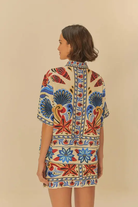 CAMISA FARM SONHO DE MAR SONHO DE MAR/BEGE AMBROSIA