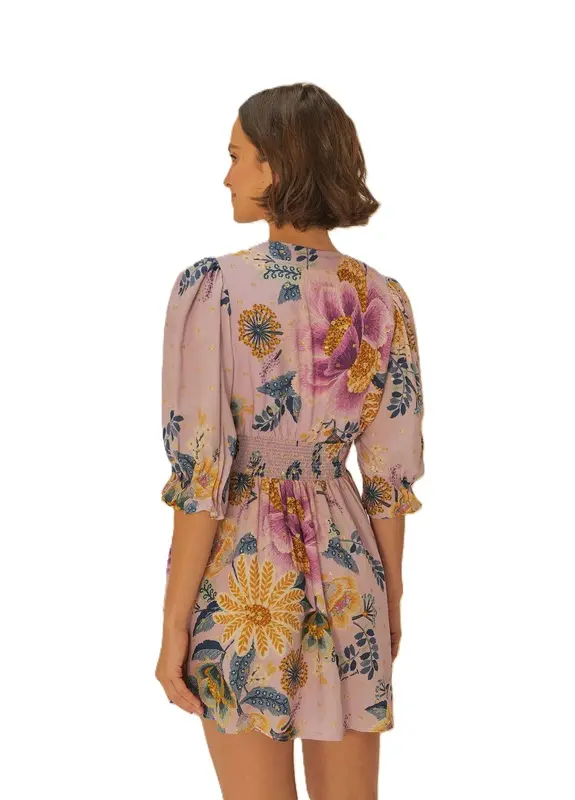 VESTIDO FARM CURTO JARDIM DELICADO JARDIM DELICADO/LILAS AROMA