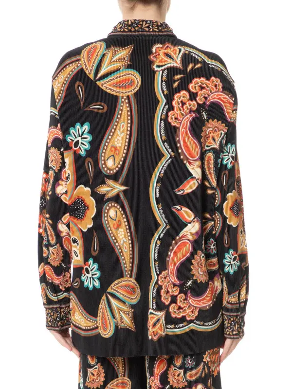 CAMISA FARM PLISSADA LENCO BOHO LENCO BOHO/PRETO