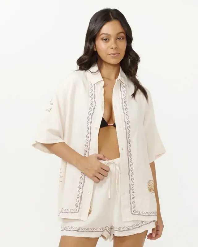 CAMISARIP CURL  BEACH PARTY EMBROIDERED OFF WHITE
