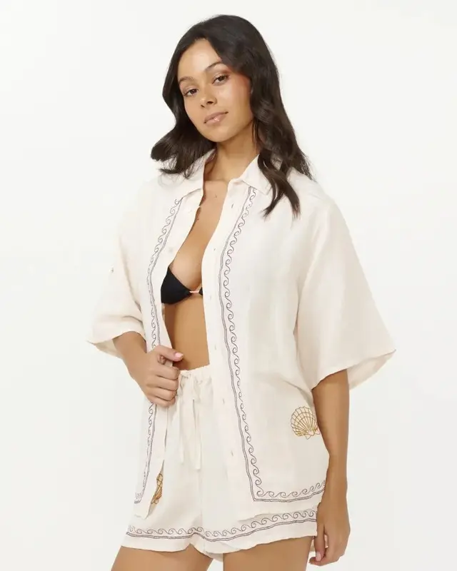 CAMISARIP CURL  BEACH PARTY EMBROIDERED OFF WHITE