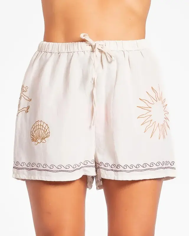 SHORT BEACH RIP CURL PARTY EMBROIDERED OFF WHITE