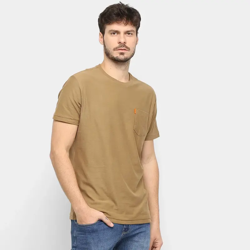 CAMISETA OSKLEN WASHED POCKET SPOT MANGA CURTA PALHA