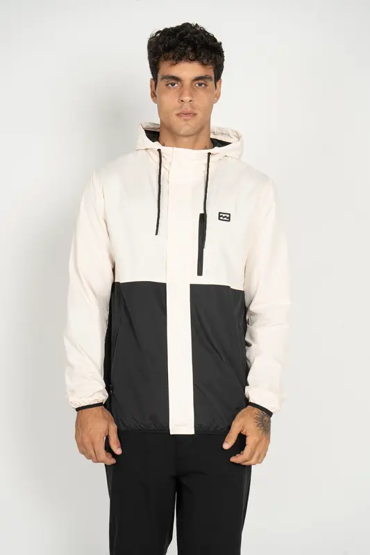 JAQUETA BILLABONG RUBBER ICON BICOLOR PRETO/OFF WHITE