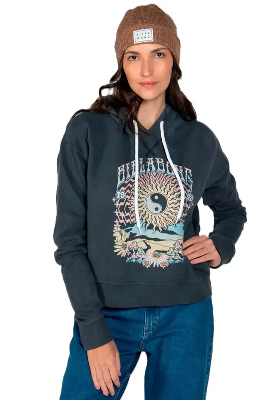 MOLETOM BILLABONG FECH ALL TIME HOOD PRETO