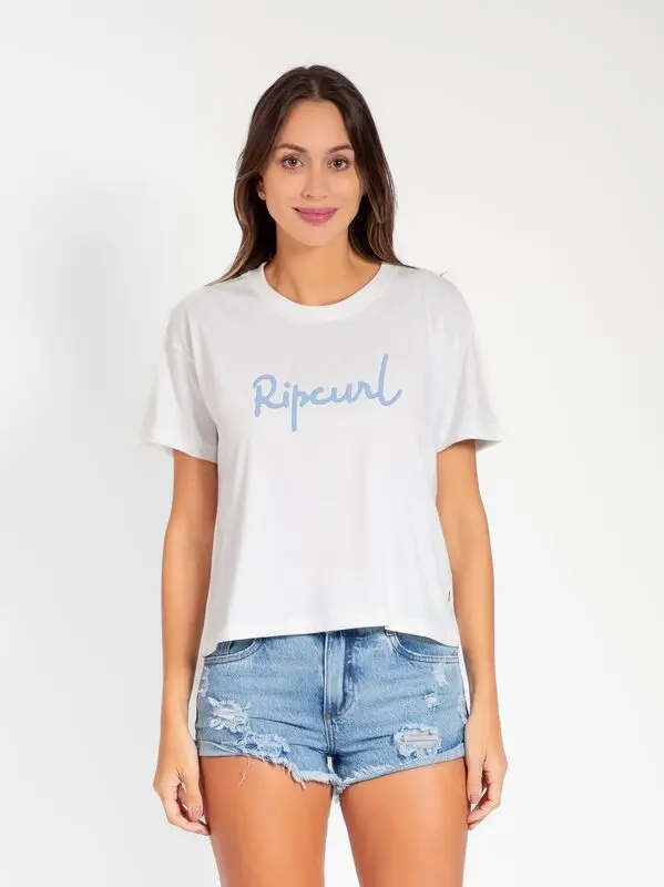 CAMISETA RIP CURL SCRIPT PARADISE BAY RELAXED 1000-WHITE