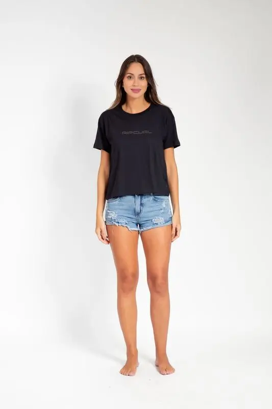 CAMISETA RIP CURL ICONS OF SURF FITTED 90-BLACK