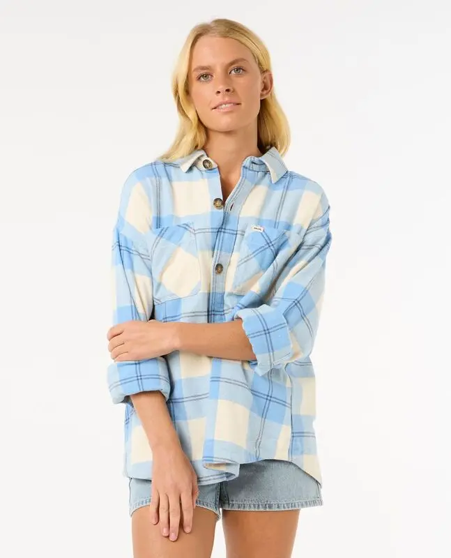 BLUSA RIP CURL ML LA ISLA FLANNEL SHIRT 70-BLUE