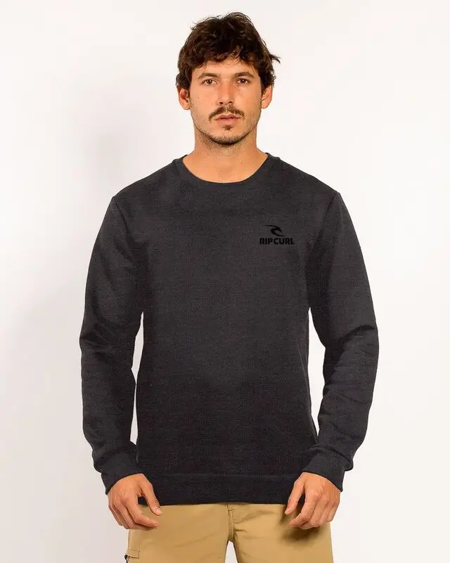 MOLETOM RIP CURL BRAND STACK 3442-BLACK MARLE
