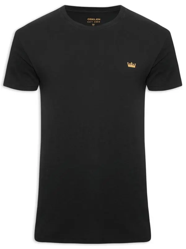 CAMISETA OSKLEN T-SHIRT SOFT USED GOLD CROWN MANGA CURTA PRETO