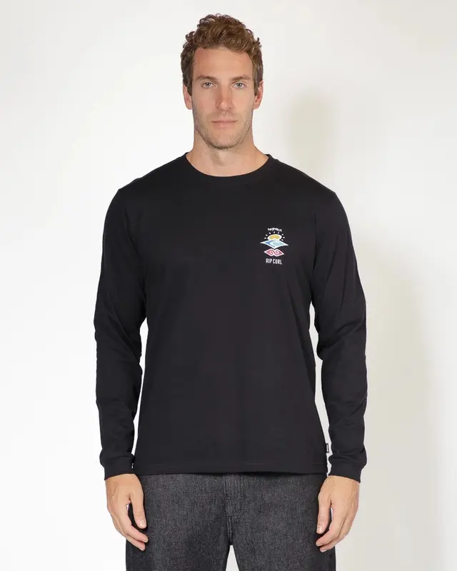 CAMISETA RIP CURL ML RC SEARCH ICON 90-BLACK