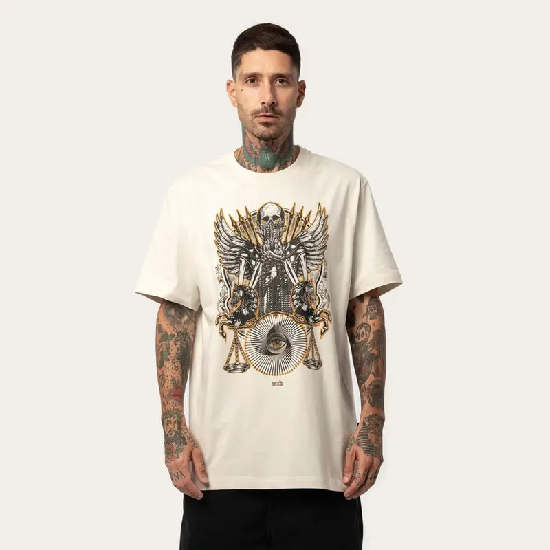 CAMISETA MCD REGULAR CAVALEIRO FOME BALANCA CREME ARCANJO