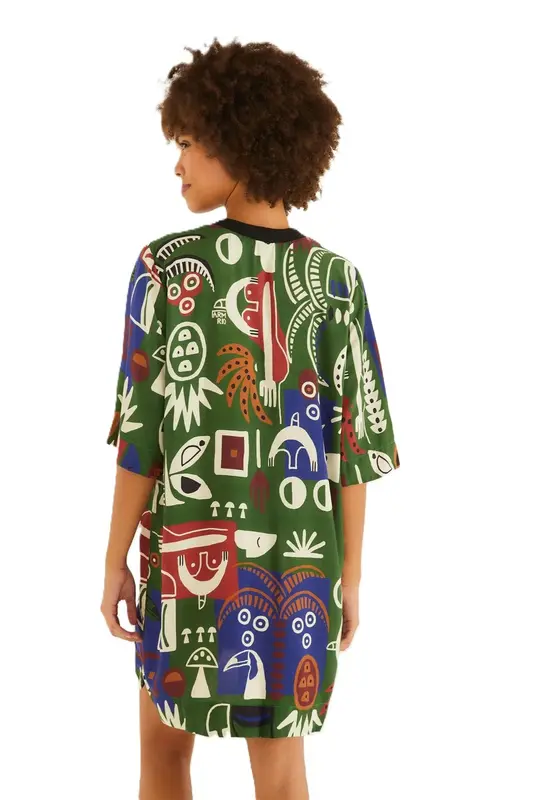 VESTIDO FARM T-SHIRT GRAFICO TROPICAL