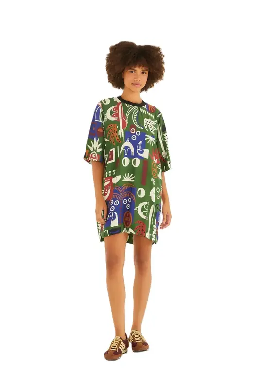 VESTIDO FARM T-SHIRT GRAFICO TROPICAL