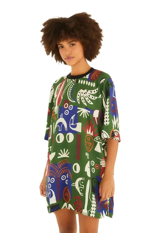 VESTIDO FARM T-SHIRT GRAFICO TROPICAL