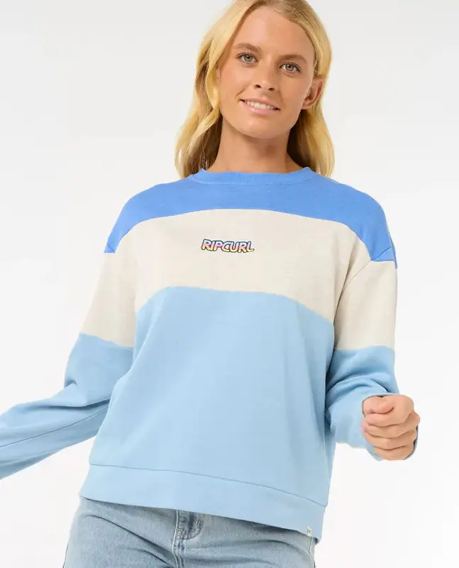 MOLETOM LAS DALIAS RIP CURL COLOUR BLOCK OATMEAL MARLEY