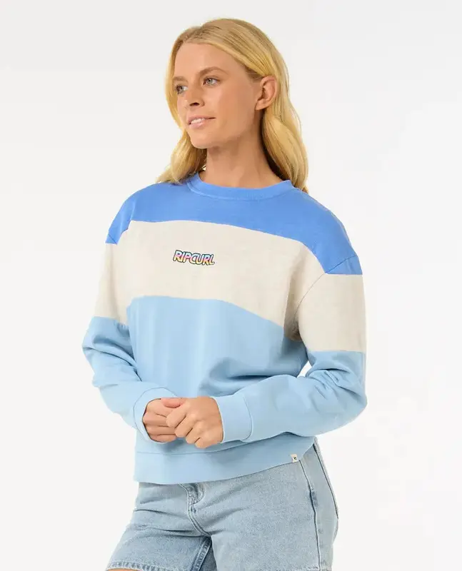 MOLETOM LAS DALIAS RIP CURL COLOUR BLOCK OATMEAL MARLEY