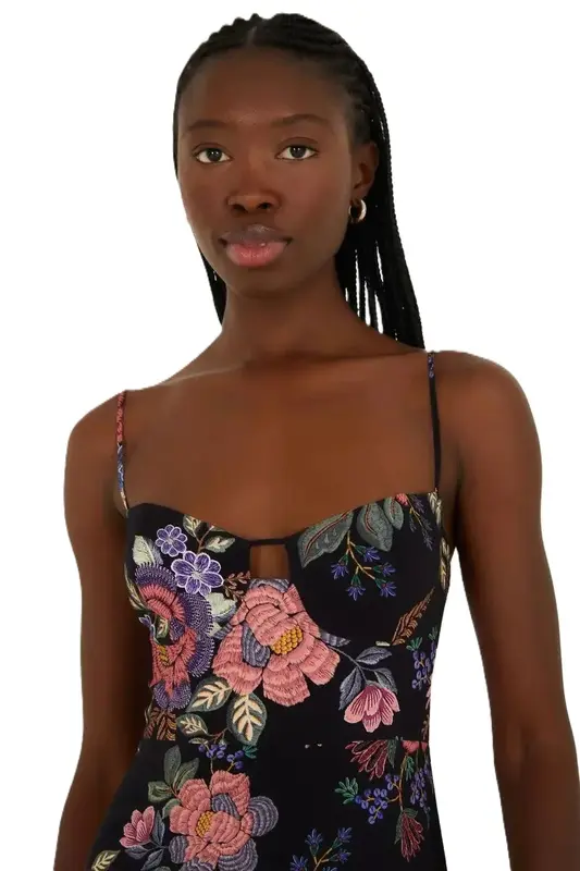 VESTIDO FARM CROPPED FLORAL BERLIM MULTI