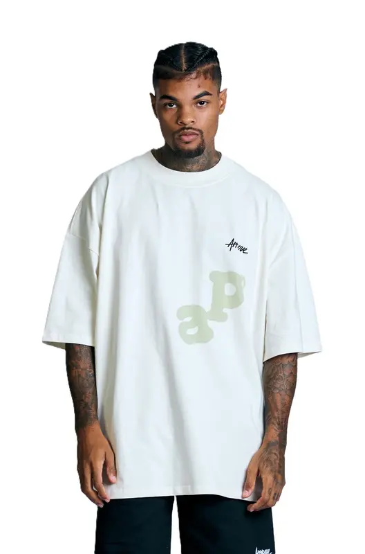 CAMISETA APPROVE LETTERS HUGE OFF WHITE/CINZA