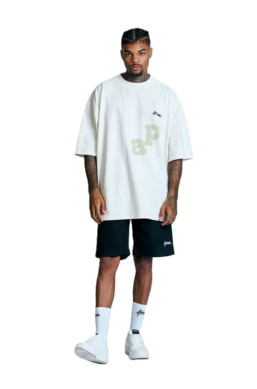 CAMISETA APPROVE LETTERS HUGE OFF WHITE/CINZA