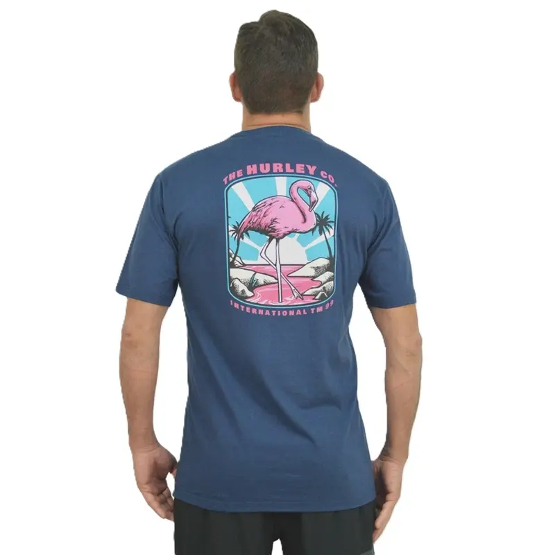 CAMISETA HURLEY SILK FLAMINGO MARINHO