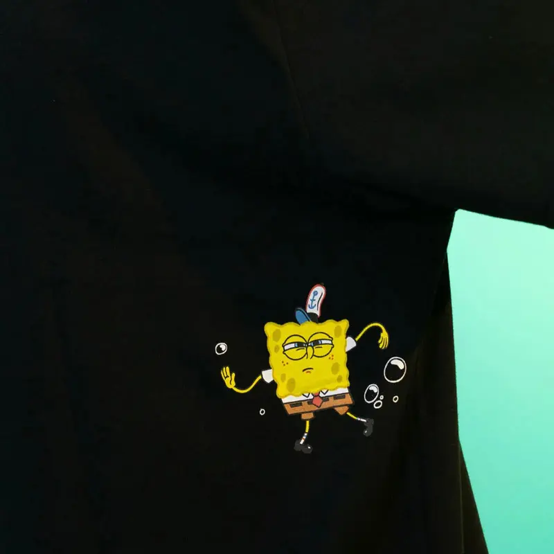 CAMISETA BOXFIT LOST X BOB ESPONJA QUADRADA BUBBLE PRETO