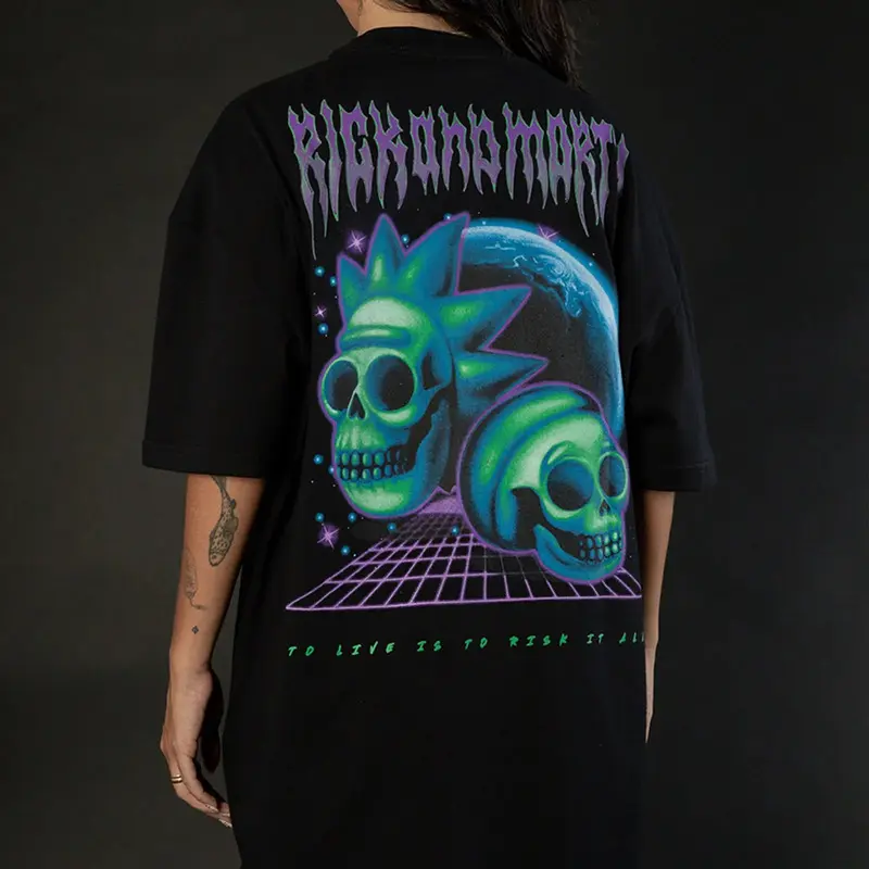 CAMISETA LOST X RICK MORTY - RISK IT ALL PRETO