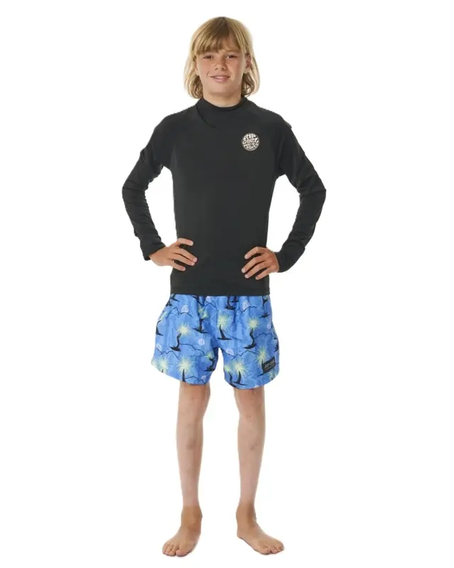 CAMISETA RIP CURL ICONS UV BRUSHED JUVENIL 0090-BLACK