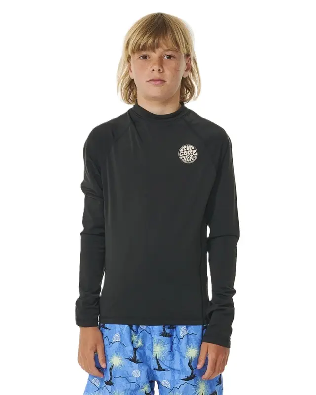 CAMISETA RIP CURL ICONS UV BRUSHED JUVENIL 0090-BLACK