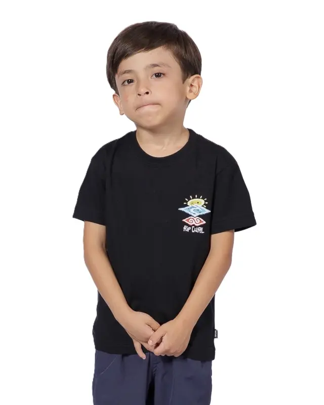 CAMISETA RIP CURL SEARCH ICON INFANTIL 0090-BLACK