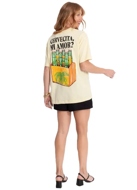 CAMISETA FARM MEDIA CERVECITA AMARELO