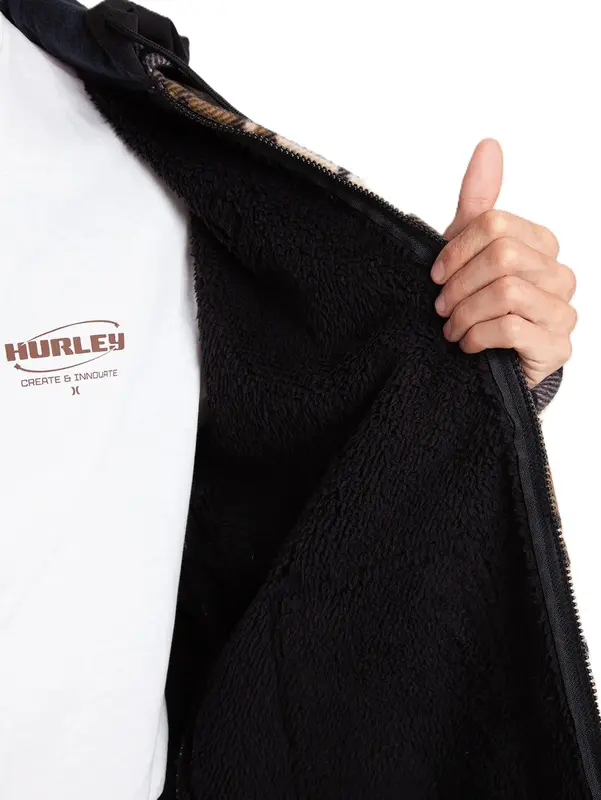 BLUSA HURLEY EASY RIDER HOODED SHERPA PRETO