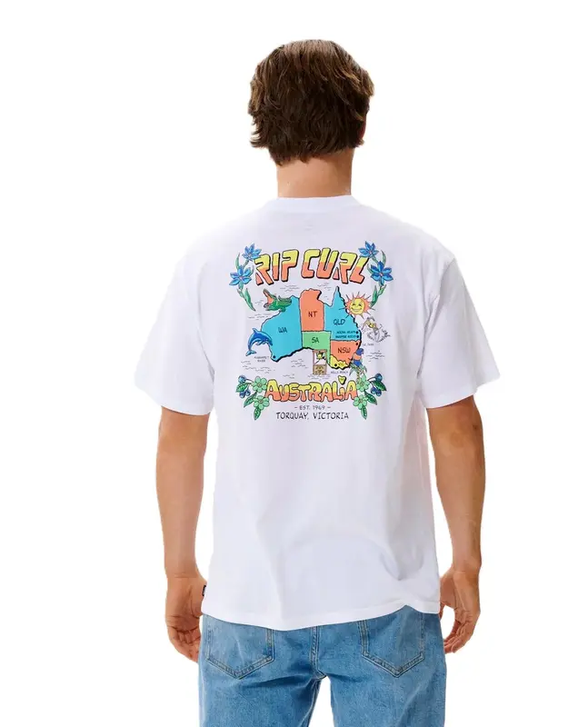 CAMISETA RIP CURL AUSTRALIA MAPA 1000-WHITE