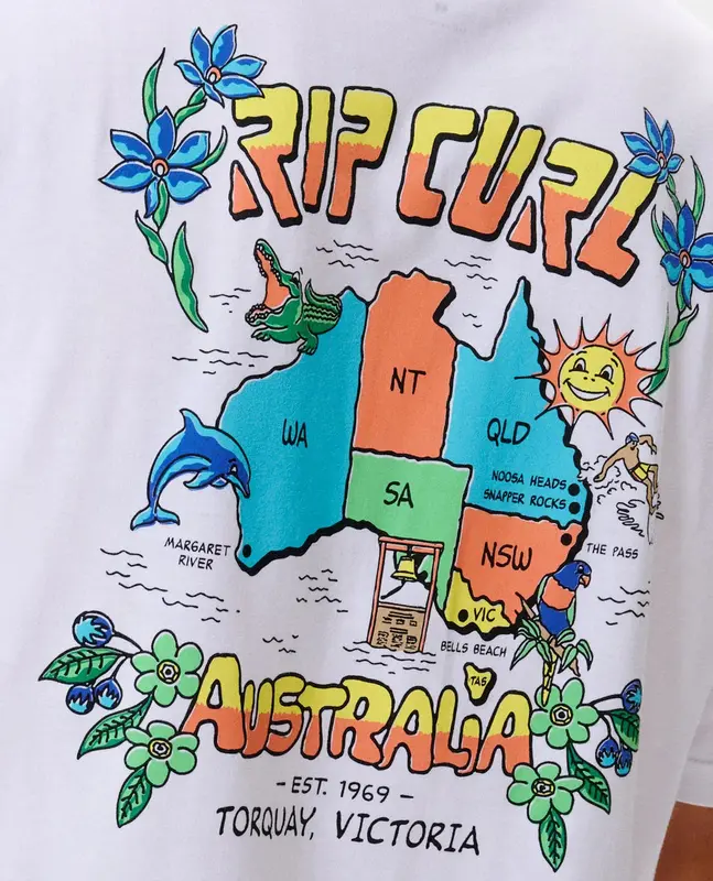 CAMISETA RIP CURL AUSTRALIA MAPA 1000-WHITE