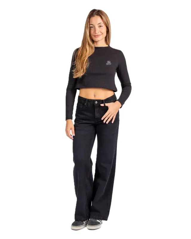 CALCA RIP CURL AGGIE RELAXED DENIM 0090-BLACK