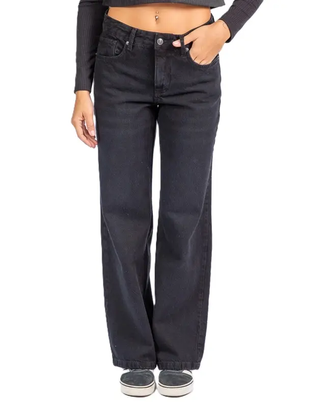 CALCA RIP CURL AGGIE RELAXED DENIM 0090-BLACK